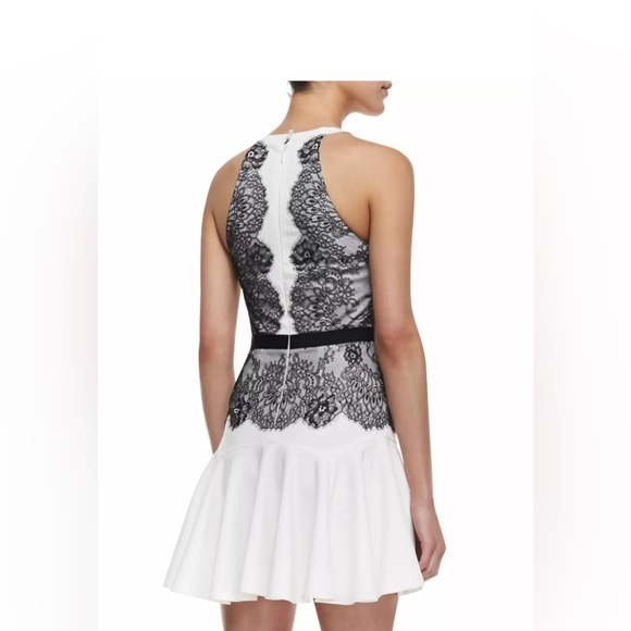 Sold BCBGMaxAzria Leyla Lace Halter Black & White Dress EUC - Picture 3 of 7